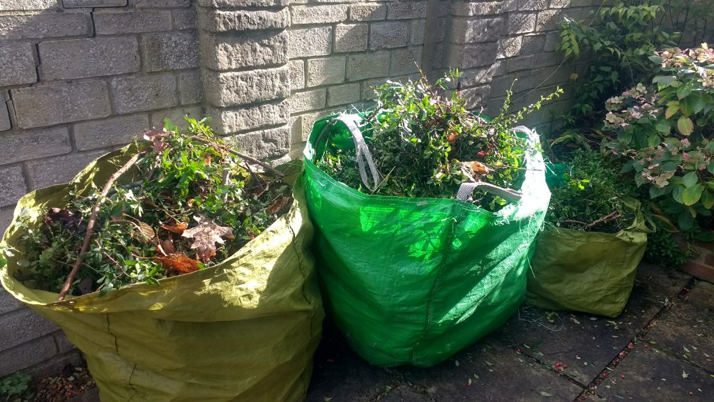 Dumpy bags filled with garden waste